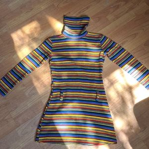 VINTAGE mini striped turtle neck dress